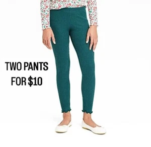 BRAND NEW W/TAGS GIRLS SMALL OR MEDIUM KIDS TEAL GREEN RIBBED COZY WARM LEGGI - Picture 1 of 7