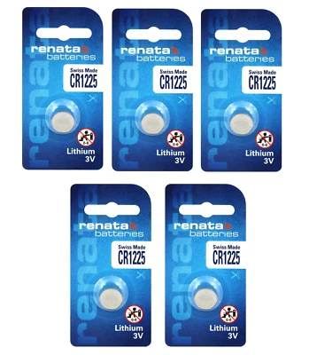 5 PILE BATTERIE CR1225 3V LITIO BR1225 1225 LITHIUM RENATA - ALTA QUALITA'