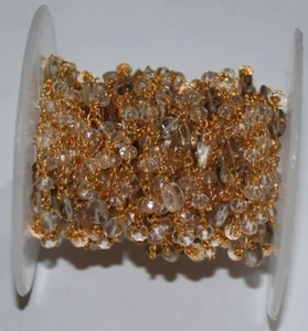 bulk beaded rosary chain. 4mm crystal gemstone beads jewelry making body chain - Picture 1 of 6