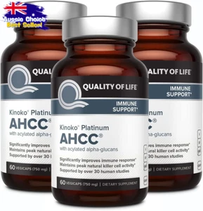 3 Pack AHCC Kinoko Platinum 750mg Immune Support Supplement 60 Capsules Each - Picture 1 of 12