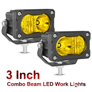 2x Cápsulas Cubo LED Amarillo 3 Pulgadas Barra de Luz de Trabajo Punto Inundación Conducción Offroad ATV Niebla - Imagen 1 de 14