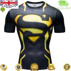 Mens Compression Superhero Top Base Layer Gym Short Sleeve Thermal Sweats BJJ - Picture 1 of 5
