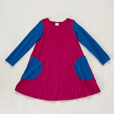 Vestido Hanna Andersson Colorblock Bolsillo Columpio, Magenta/Azul (130cm/8) Foto 1 de 4