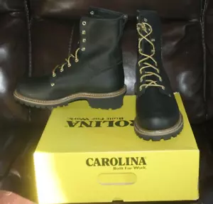Carolina® Men's Black Spruce Logger Size 12 D 8" Waterproof Work Boots CA825 NEW - Picture 1 of 7