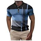 Men Summer Polo Shirts Button Henley Short Sleeve Tops Lapel Collar Blouse Shirt