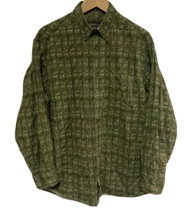 Woolrich Shirt Mens Large Olive Green Geometric Primitive Cotton Aztec Button - Picture 1 of 8