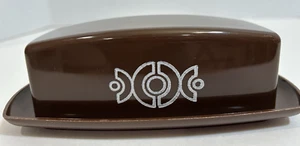 Vintage Tablemates Plastic Covered Butter Dish Brown MCM RETRO design - Picture 1 of 6