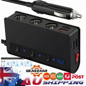 3 Way 12V 24V Multi Socket Car Cigarette Lighter Splitter USB Charger Adapter - Picture 1 of 12