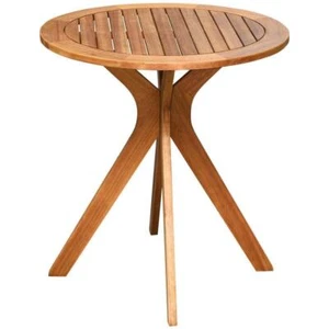ANGELES HOME Outdoor Bistro Table 30"H x 27"W Solid Wood Round Teak (Seats-4) - Picture 1 of 3