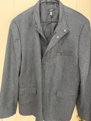 Alfani Jacket Mens XL Gray Zip Snap Front Stand Collar Textured Woven Pattern - Image 1 of 3