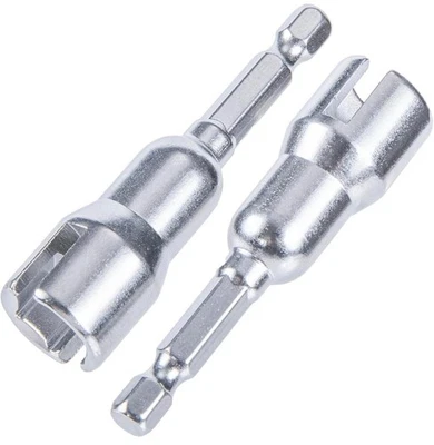 NEW 2 Pack Chrome Wing Nut Driver 1/4" Hex Shank Power Drill Socket Wrench Tool  - Imagem 1 de 4