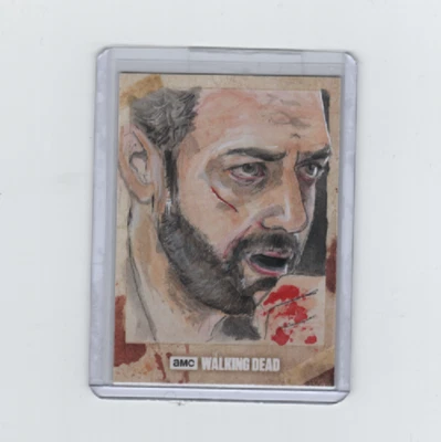 WALKING DEAD SEASON 8 AARON SKETCH CARD BY ARTIST BRENT SCOTCHMER  1/1! - Image 1 of 2