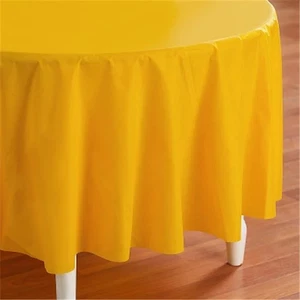 Creative Converting 193032 School Bus Yellow- Yellow Round Plastic Tablecover - Picture 1 of 1
