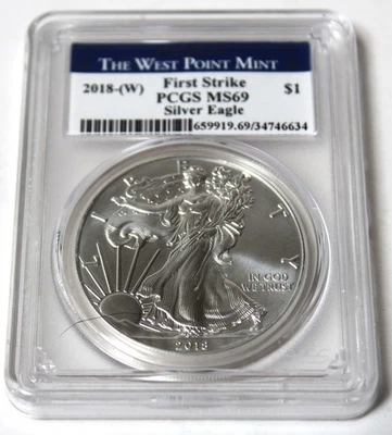 2018-W American Silver Eagle PCGS MS69 First Strike West Point Mint - Image 1 of 2