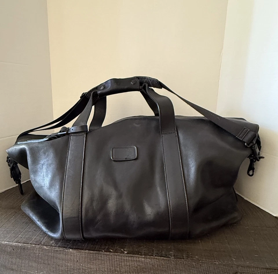 Tumi  Alpha Soft Leather Extra Large Black Duffel Bag Weekender - Image 1 of 4