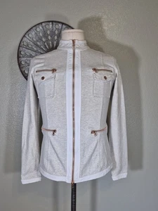Boston Proper Full Zip Jacke Rose Gold Hardware Damen Gr. M Heather Gray - Bild 1 von 9