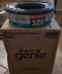 Paquete de 4 recambios para pañales Genie Essentials sin perfume 320 unidades bolsas de control de olores - Imagen 1 de 2