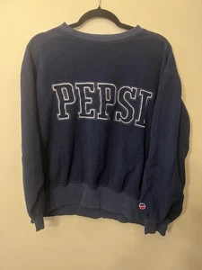 Vintage 90s Pepsi Cola Embroidered Pullover Sweatshirt Crewneck Promo InsideoutM - Picture 1 of 6