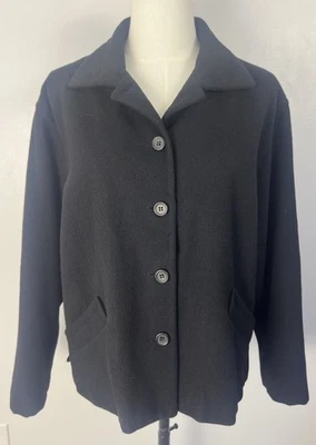 Abrigo Chaqueta Mujer FINITY Negro Mezcla Lana Cachemira Cuello Abotonado Talla 12 Foto 1 de 4