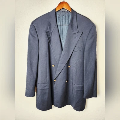 Blazer Valentino Uomo De Colección Lana Doble Pecho Botones Dorados Azul Marino Talla 48L Foto 1 de 4