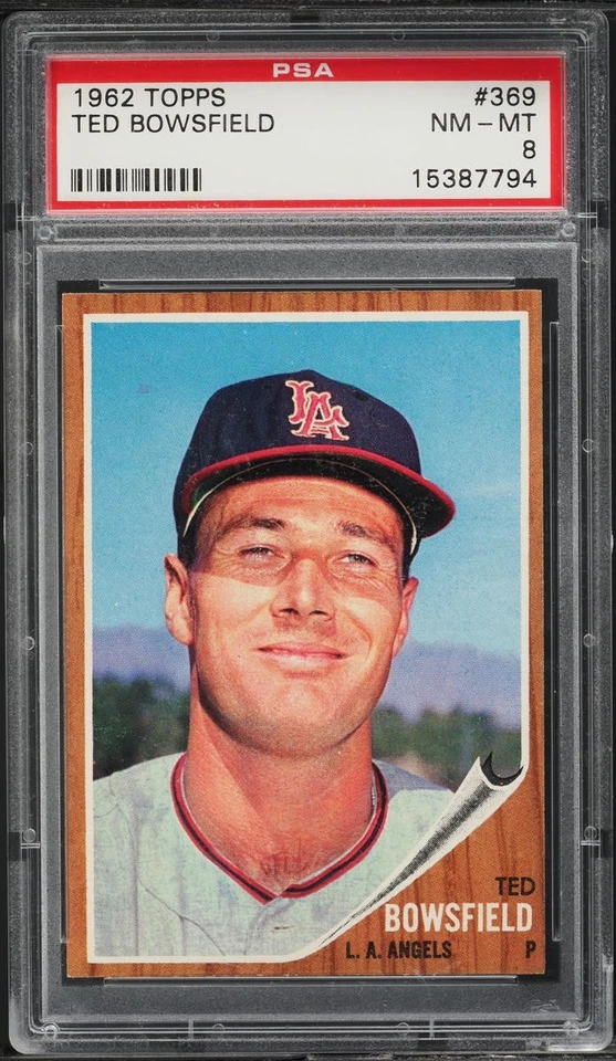 1962 Topps BB Card #369 Ted Bowsfield Los Angeles Angels HOF PSA 8 NM-MT - Image 1 of 2