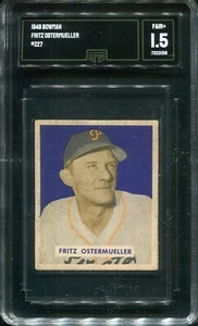 1949 Bowman #227 Fritz Ostermueller Pittsburgh Pirates - Hi # - GMA 1.5 Fair+ - Picture 1 of 2