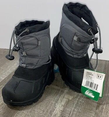 Новый Itasca молодежи размер 11 Cerebus снег ботинки черный/серый водонепроницаемый новый с Ярлыками - Изображение 1 из 4