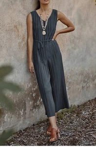 J.Jill pure jill pleated jumpsuit charcoal wide leg boho 90s lagen look sz 4X - Picture 1 of 11