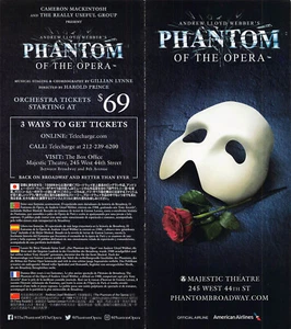 Phantom of the Opera the musical Ad Flyer Broadway New York City deadstock - Imagen 1 de 2