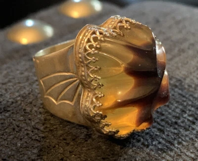 SIGNED DTR~JAY KING Amber Color Stone GEMSTONE RING*~Sterling Silver~Size 9 - Image 1 of 3