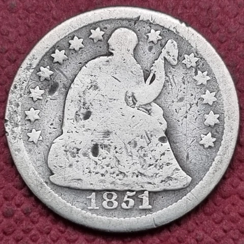 1851 O Seated Liberty Half Dime 5c Circulated #57748 Cover