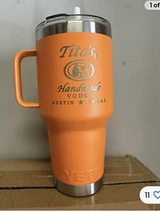 Tito’s vodka yeti 35   Oz straw mug orange limited edition - Picture 1 of 2