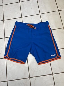 OAKLEY Men's Bright Blue/Orange Lightweight PERFORMANCE FIT Board Shorts Sz 34 - Picture 1 of 7