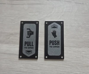 Push and Pull Door Signs Black and Silver Toilet/Front Back or any Door - Picture 1 of 5