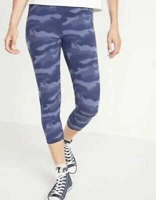 Old Navy Women's Size XS ~ Blue Camo ~ High Waisted Cropped Leggings .. $17 - Image 1 of 3