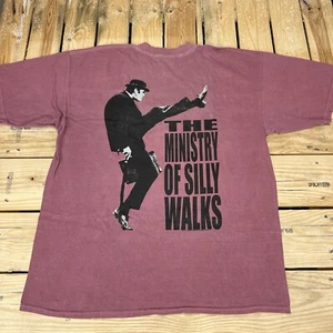 Vtg Y2K New Old Stock Monty Python Ministry of Funny Walks Red Shirt Men's XL - Picture 1 of 7
