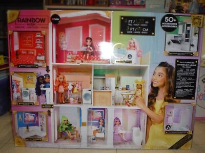 Casa de muñecas de madera Rainbow High 2021 totalmente amueblada *nueva* en caja Foto 1 de 4