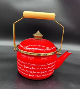 Vintage Fissler West Germany Asta Red Merry Christmas Around The World  Teapot - Picture 1 of 18