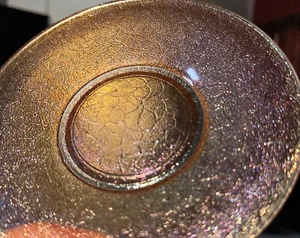 Antique Rare 1920's L.E. Smith Depression Era Amber Crackle Glass Saucer Round - Picture 1 of 6
