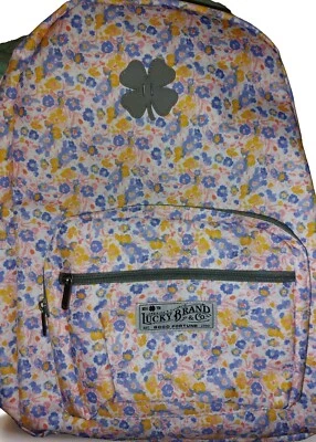 Lucky Brand Blue Yellow Flower Canvas Backpack New NWT - Image 1 of 4