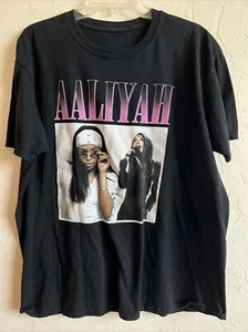 Aaliyah Black Purple Rap Hip Hop R&B T-Shirt Size Men’s XL - Picture 1 of 8