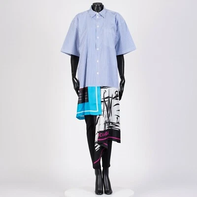 Vestido Camisa BALENCIAGA 2050$ - Paneles Foulard, Rayas, Seda/Algodón Foto 1 de 4