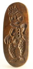 =RARE 19th C. Wooden Chocolate Cookie Mold Double Sided w. Crowned Clown/Jester