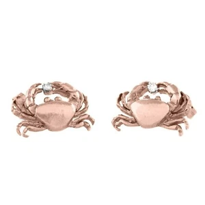 0.10 Carati Taglio Rotondo Diamanti Finti 14CT Rosa Placcato Oro Crab Orecchini - Foto 1 di 7