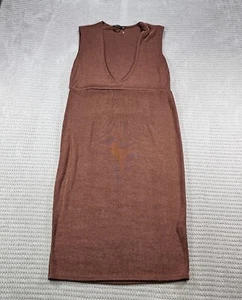 Boohoo Dress Womens 16 Midi Length Body Con Stretch Deep Vneck Bronze - Picture 1 of 7