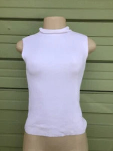 ZARA Woman WHITE SLEEVELESS KNIT RIBBED TOP SHIRT High Neck Knit Sz S #6562D - Picture 1 of 3