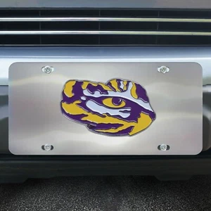 LSU Tigers Diecast Chromed Metal License Plate Tag - Picture 1 of 3