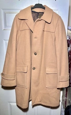 Vintage Eddie Bauer Long Trench Coat Mens 44L Winter Brown Tan Wool Size Large - Image 1 of 4