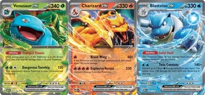 Pokémon TCG S&V 151 Evo Set Venusaur ex, Charizard ex and Blastoise ex Near Mint - Picture 1 of 1