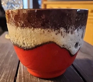 Vintage Bay Keramik Red Fat Lava Pot Pottery MCM from West Germany BOHO 4 x 4.5" - Picture 1 of 9